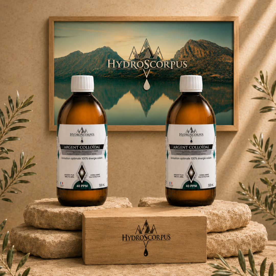 Lot de 2 bouteilles d’argent colloïdal 40PPM