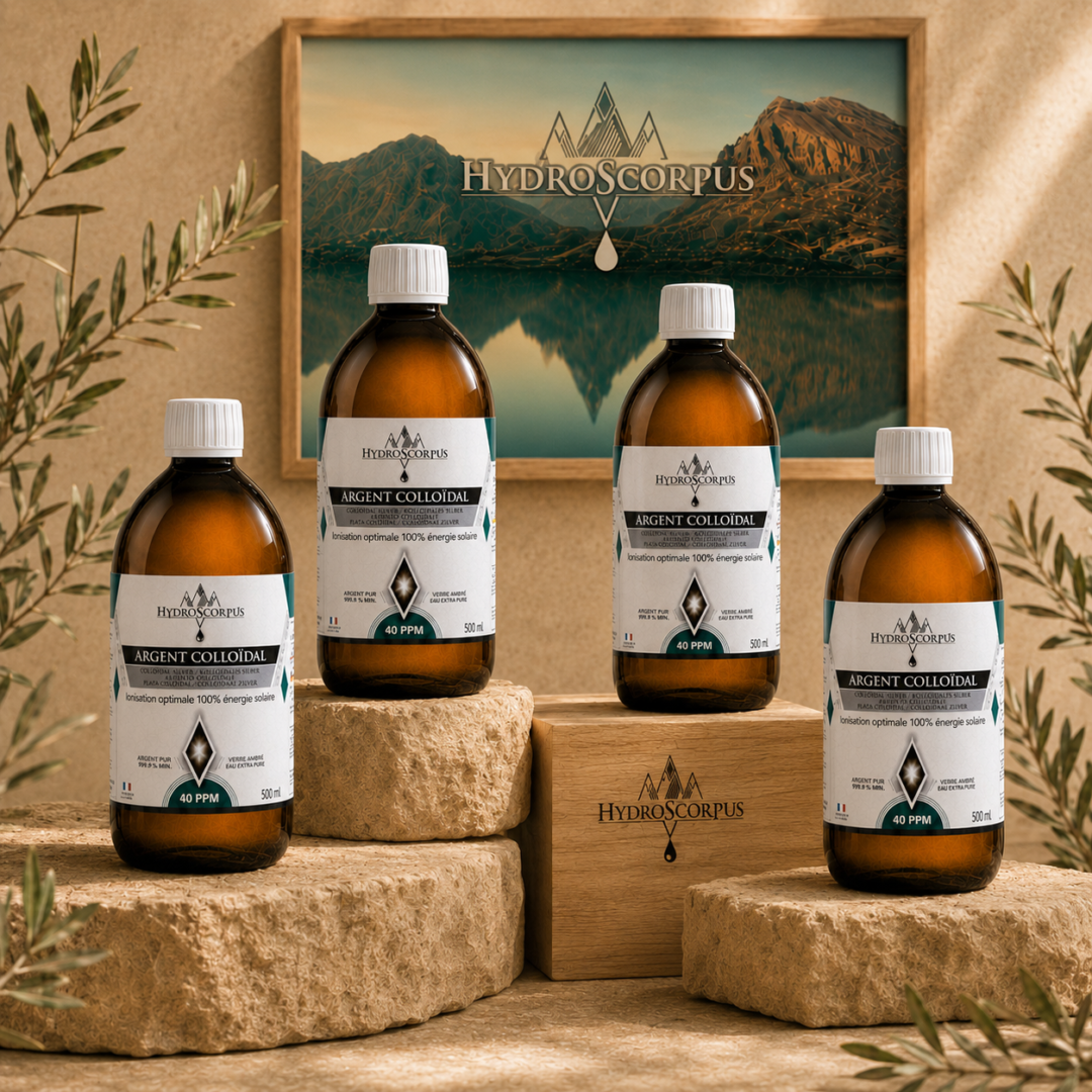 Lot de 4 bouteilles d’argent colloïdal 40PPM